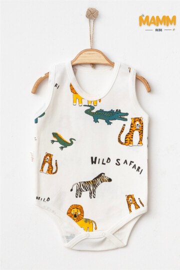 0-3-6-9 AY SAFARİ DESENLİ ZIBIN BEYAZ