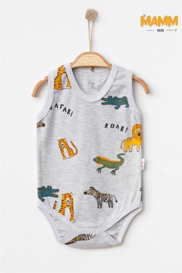 0-3-6-9 AY SAFARİ DESENLİ ZIBIN GRİ