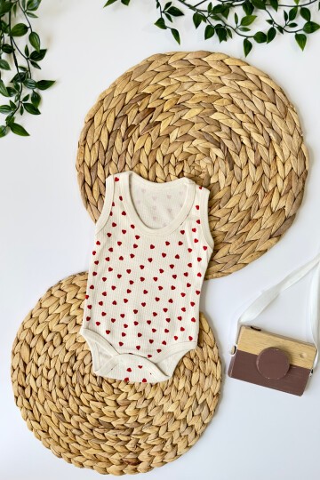 0-3-6-9 AY YENİ KALP DESENLİ ZIBIN EKRU