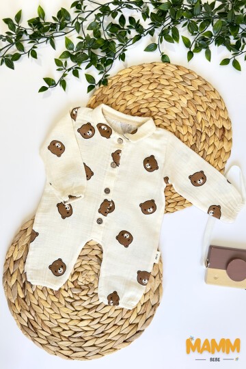 0-3 AY AYICIKLI MÜSLİN VE ŞAPKALI TULUM EKRU