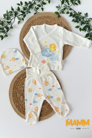 0-3 AY GÖKYÜZÜ DESENLİ ÜÇLÜ TAKIM