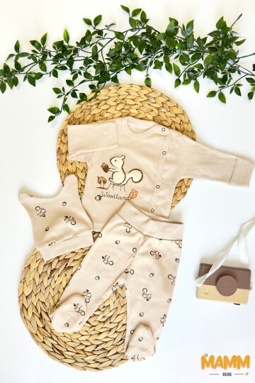 0-3 AY SİNCAP DESENLİ ÜÇLÜ TAKIM