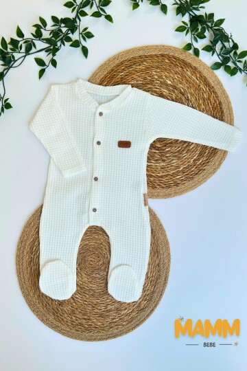 0-3 AY WAFFLE KUMAŞ PATİKLİ TULUM BEYAZ