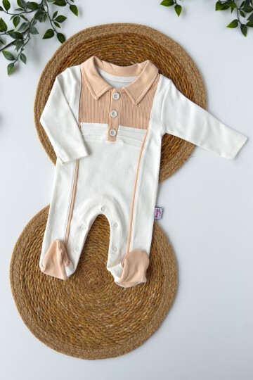 0-6 AY YAKALI DÜĞMELİ PATİKLİ TULUM BEJ