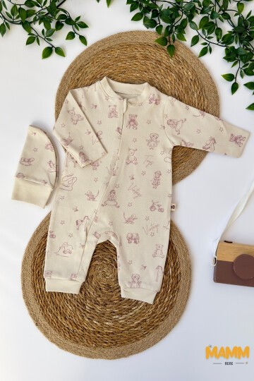 0-9 AY TOYS KIZ FERMUARLI MANŞETLİ TULUM KREM