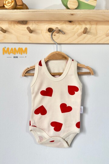 0-3-6-9 AY BÜYÜK KALP DESENLİ ZIBIN EKRU