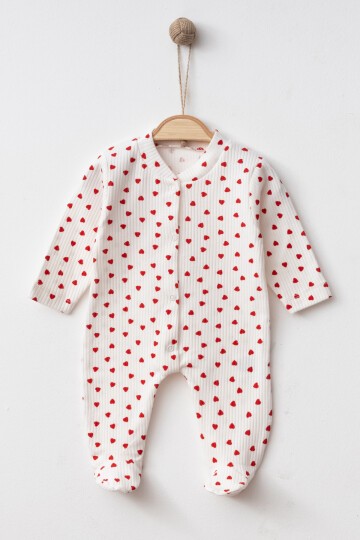 1-3-6 AY MİNİK KALP DESENLİ PATİKLİ TULUM BEYAZ