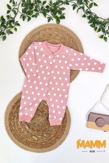 1-3-6 AY PUANTİYE DESENLİ MANŞETLİ TULUM PEMBE