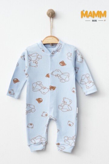 1-3-6 AY ÜÇ RENK AYICIK MANŞETLİ TULUM MAVİ