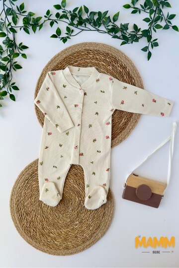 1-3-6 AY YENİ LALE DESENLİ PATİKLİ TULUM EKRU