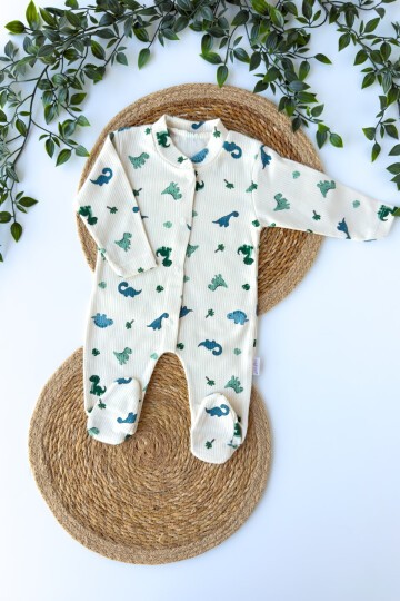1-3-6 AY DİNOZOR DESENLİ PATİKLİ TULUM EKRU