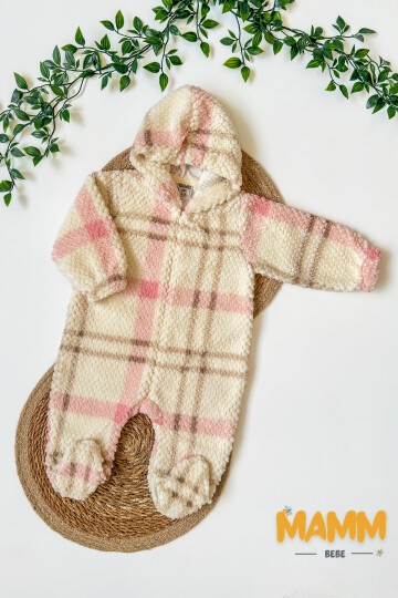 3-12 AY ÇİZGİLİ ŞAPKALI TULUM PEMBE