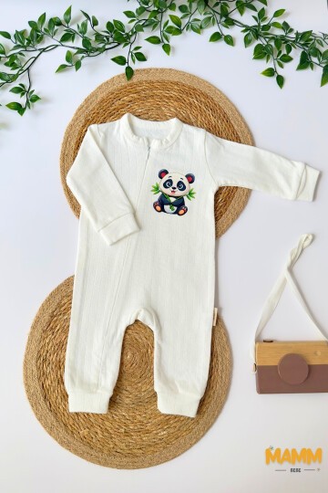 3-12 AY PANDA DESENLİ DİJİTAL BASKILI FERMUARLI MANŞETLİ TULUM