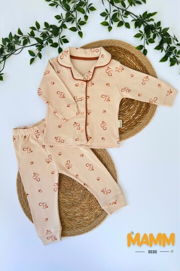 3-12 AY SİNCAPLI PİJAMA TAKIMI KİREMİT