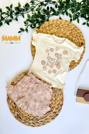 3-18 AY GÜLLÜ ŞORT 2Lİ TAKIM PEMBE