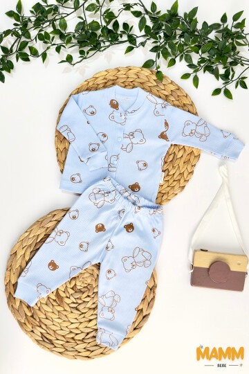 3-6-9 AY RAPOR AYICIKLI PİJAMA TAKIMI MAVİ