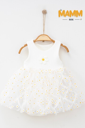 6-12-18 AY ÇİÇEKLİ BODY ELBİSE BEYAZ