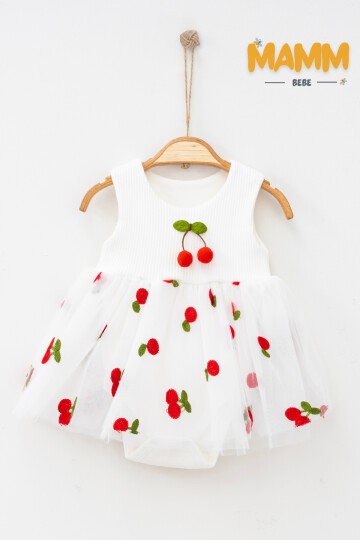 6-12-18 AY KİRAZLI BODY ELBİSE BEYAZ
