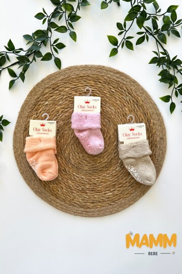 6-12 AY KIVRIK HAVLU KAYDIRMAZ ÇORAP ÜÇLÜ 1004