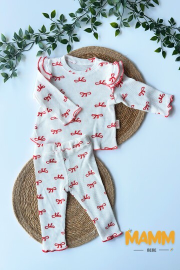 6-24 AY FİYONK BASKILI WAFFLE TAKIM BEYAZ