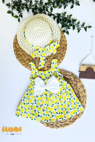 6-24 AY ŞAPKALI LİMON DESENLİ ELBİSE