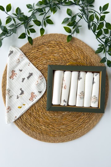 7Lİ AĞIZ SİLME MENDİLİ AT TAVŞAN DESENLİ