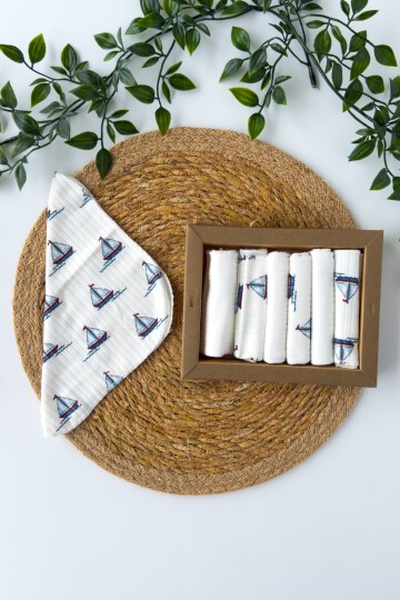 7Lİ AĞIZ SİLME MENDİLİ YELKEN DESENLİ