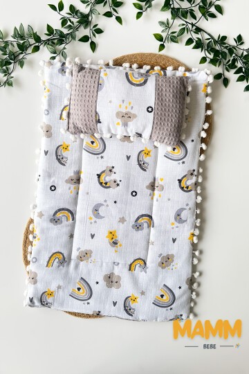 GÖKKUŞAĞI DESENLİ ALT AÇMA ÖRTÜSÜ GRİ