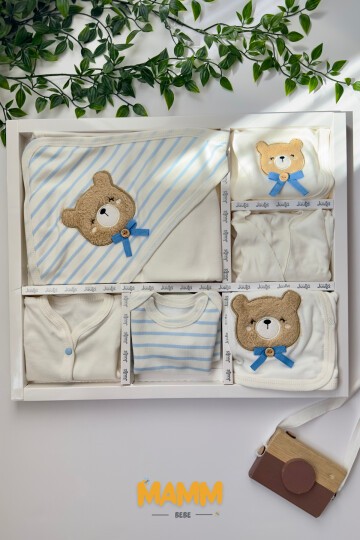 MAVİ PAPYONLU AYICIK 10LU HASTAHANE ÇIKIŞI