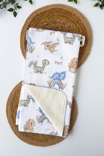 PİKELİ MÜSLİN BEBEK BATTANİYE DİNO 100*100 CM