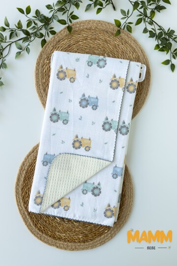 PİKELİ MÜSLİN BEBEK BATTANİYE TRAKTÖR 100*100 CM