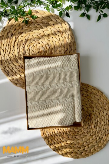 SAÇ ÖRGÜ KUTULU BATTANİYE AÇIK KAHVE 95*95