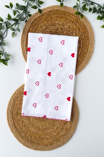 TEK KATLI KALP DESENLİ MÜSLİN BATTANİYE 80*90 CM