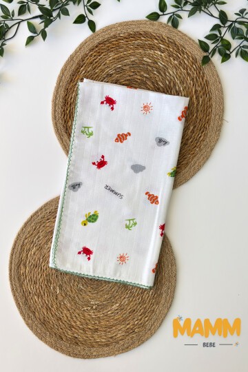 TEK KATLI YENGEÇ DESENLİ MÜSLİN BATTANİYE 80*90 CM