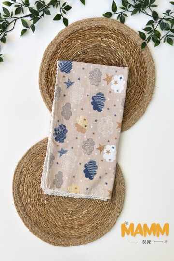 TEK KATLI BULUT DESENLİ MÜSLİN BATTANİYE 80*90 CM