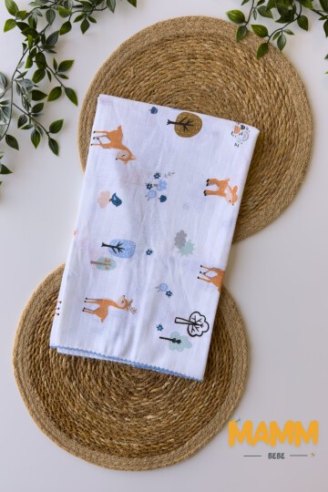 TEK KATLI AĞAÇ DESENLİ MÜSLİN BATTANİYE 80*90 CM