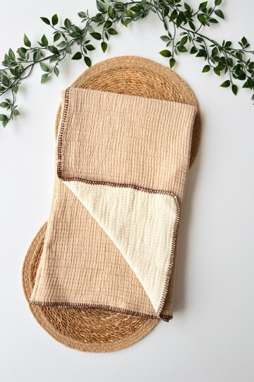 YANLARI OYALI DİKİŞLİ BEBE BATTANİYESİ KAHVE